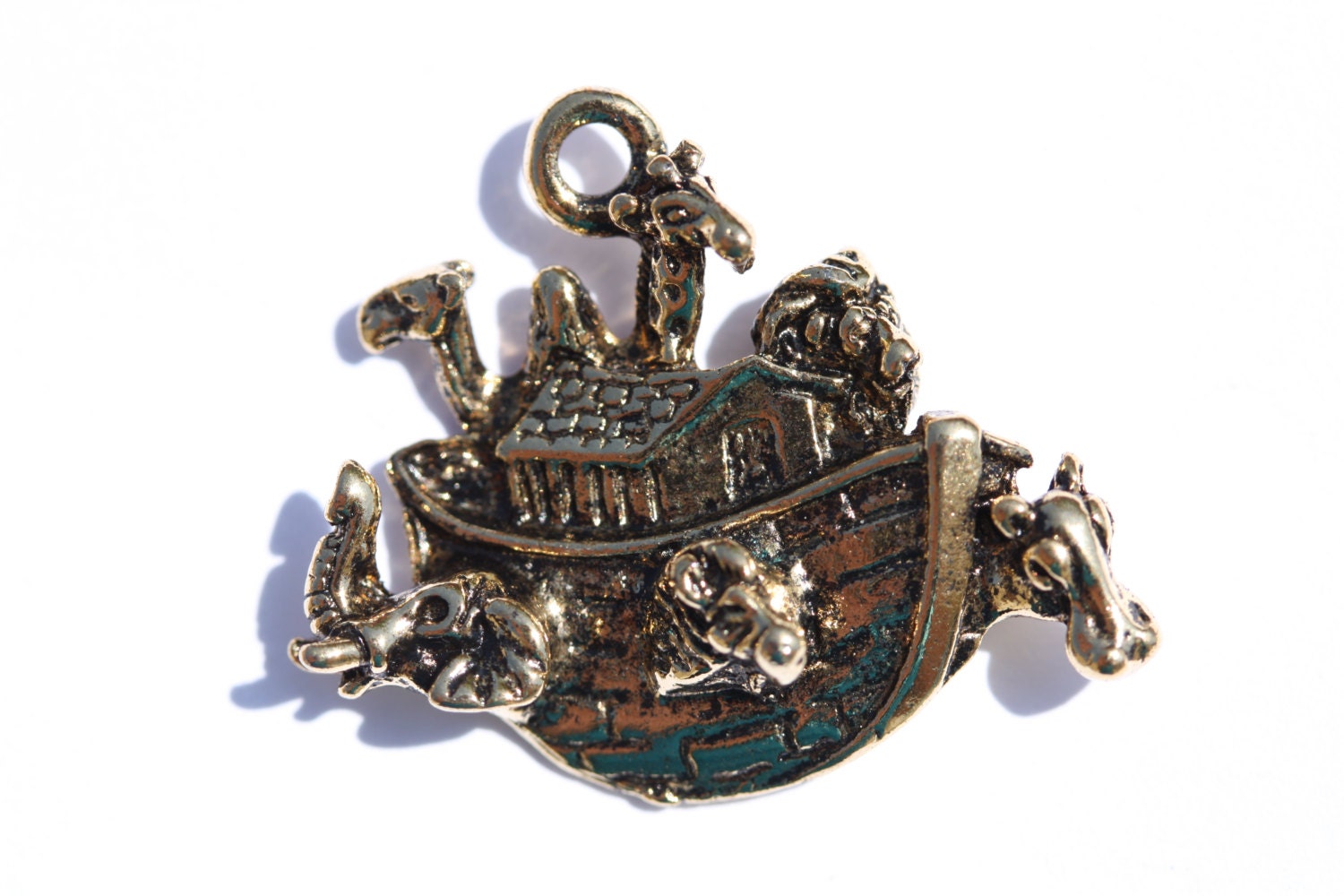 Noah's Ark Charm - Brass Charm - Animal Charm - Biblical Charm - Religious Charm - Pendant - Bracelet Charm - Findings
