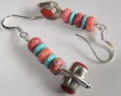 Coral, Flower Stone, and Fancy Jasper Earrings