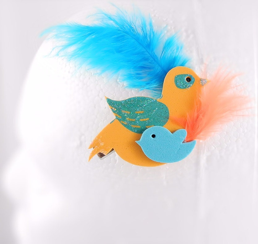 Mom & Baby Bird Hair Clip - Great for Mother's Day or New Mommy - Mother / Daughter - A Unique Item for a Unique You