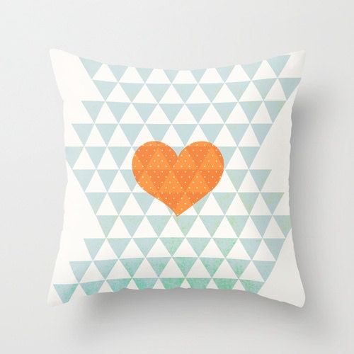 Pillow Cover, Triangles Pillow, Throw Pillow, Red Heart, Nursery Room Pillow, 16x16 Pillow Decorative, Home Decor -  Crazy about Love