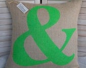 Lg. Burlap Ampersand Pillow FREE SHIPPING 16"x16"- Decorative Pillow- Burlap Pillow- Wedding Gift- Accent Pillow- Letter Pillow