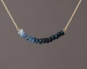 Real Blue Sapphire Beaded Necklace Gold or Silver