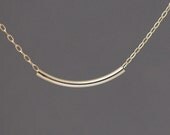 Curved Gold Bar Gold Fill Necklace