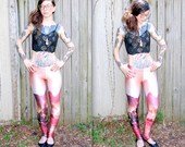 Vintage // 90's Grunge Black and Gold Bustier // Madonna Roses Crop Top // Corset XS Rare Glam