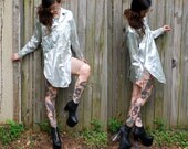 Vintage // 1960's Metallic Silver Hologram Shirt // Hot Stuff Disco Ball // Oversized M L Top RARE