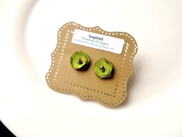 Chartreuse Fabric Studs, Small Fabric Posts, Lime Green Earrings, Bridesmaid Gift, Spring Accessories,Tiny, Olive