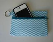 Keychain Wallet in Turquoise Mini Chevrons