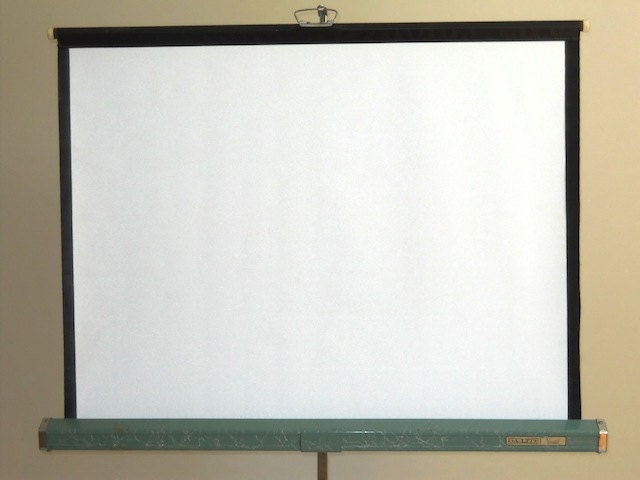 Portable 1950's Projector Screen, Unusual Gift For Film Student, White Projector Screen, Mid Century Teacher Supplies, Movie Screen