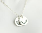 Mother necklace, Sterling silver disc necklace initial, Personalized Hand Stamped necklace, Small silver disc necklace