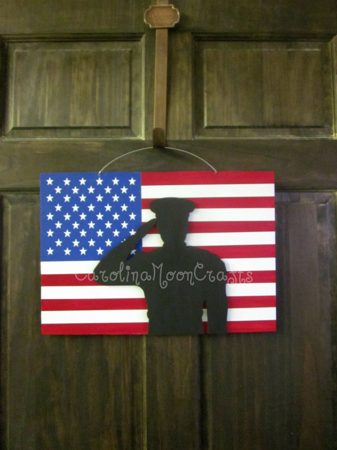 Patriotic Door Hanger - Support our Troops - USA - Welcome Home Wreath, 4th of July Wreath