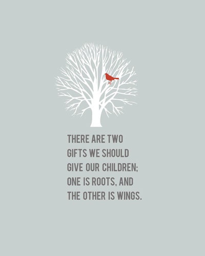 Roots & Wings Quote 8x10 art print - FREE shipping, home decor