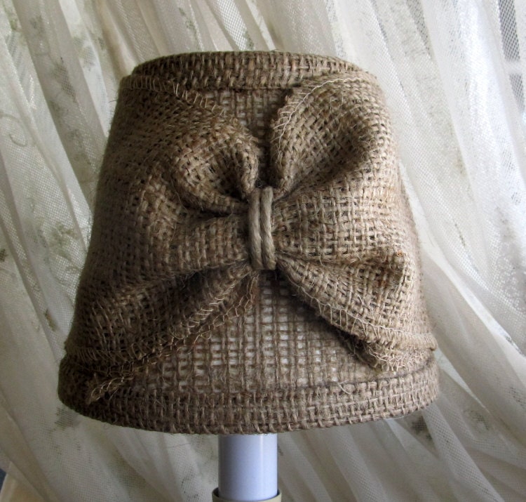 chandelier lampshade in Burlap with giant bow