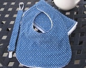 Baby Boy Gift Set- Navy Blue - Bib, Burp Cloth, Pacifier Clip