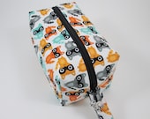 Small Zippered Project Bag - Tossed Raccoon with raccoon bead zipper pull