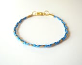 Delicate Blue Braided Bracelet - Pretty Beach Blue and Gold Stack Bracelet - Braided Bracelet