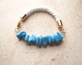 Large St. Tropez Inspired Turquoise Bead Bracelet - Pretty Blue Beaded Beach Jewelry - Sophisticated Rope Bracelet
