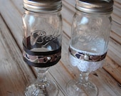 BRIDE & GROOM Redneck Wine Glasses: Handmade for your finest Rehearsal dinner party or Wedding Reception