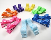 Polka Dot Hair Bows - Hair Clip Gift Set - Pink Polka Dot - Blue Polka Dot - Purple Polka Dot - Orange Polka Dot - Yellow Polka Dot