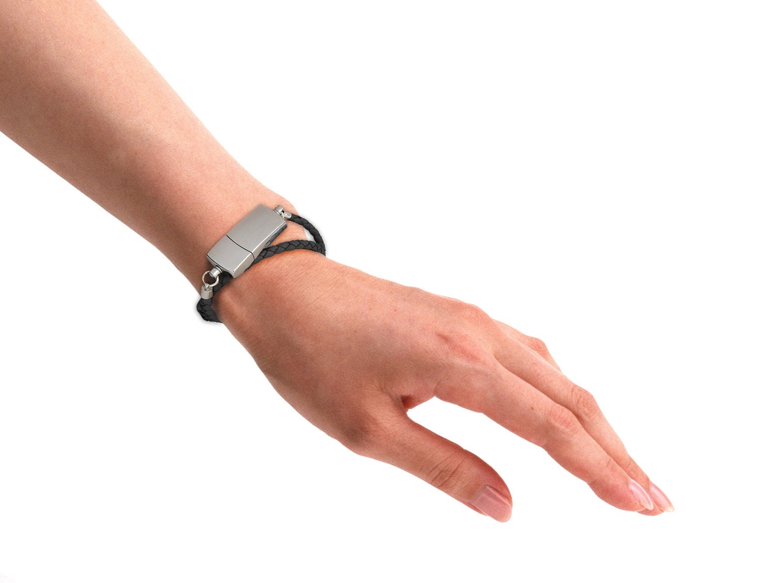 Scandinavian USB stick leather braided bracelet