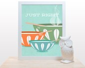 Nursery Print Just Right - 11x14 Poster wall art decor kitchen cooking kids room nursery story goldilocks 3 bears