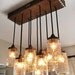 Handcrafted Mason Jar Pendant Chandelier  w/ Rustic Vintage Style Wood Crate Canopy
