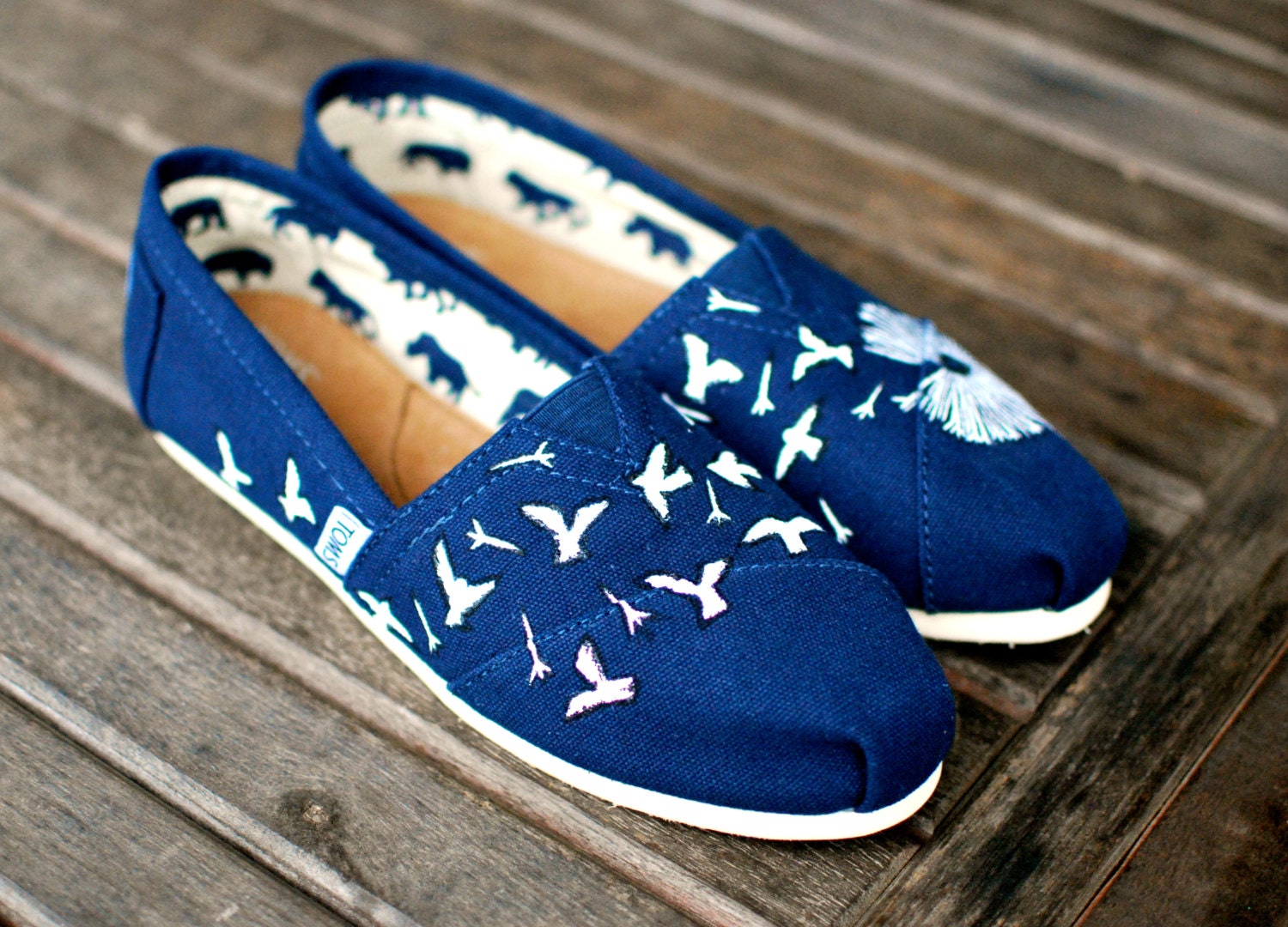 Hand Painted Navy Dandelion TOMS