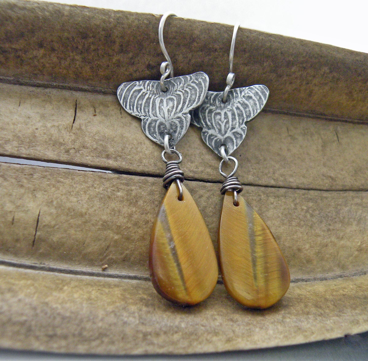Tiger Eye Fine Silver Earrings