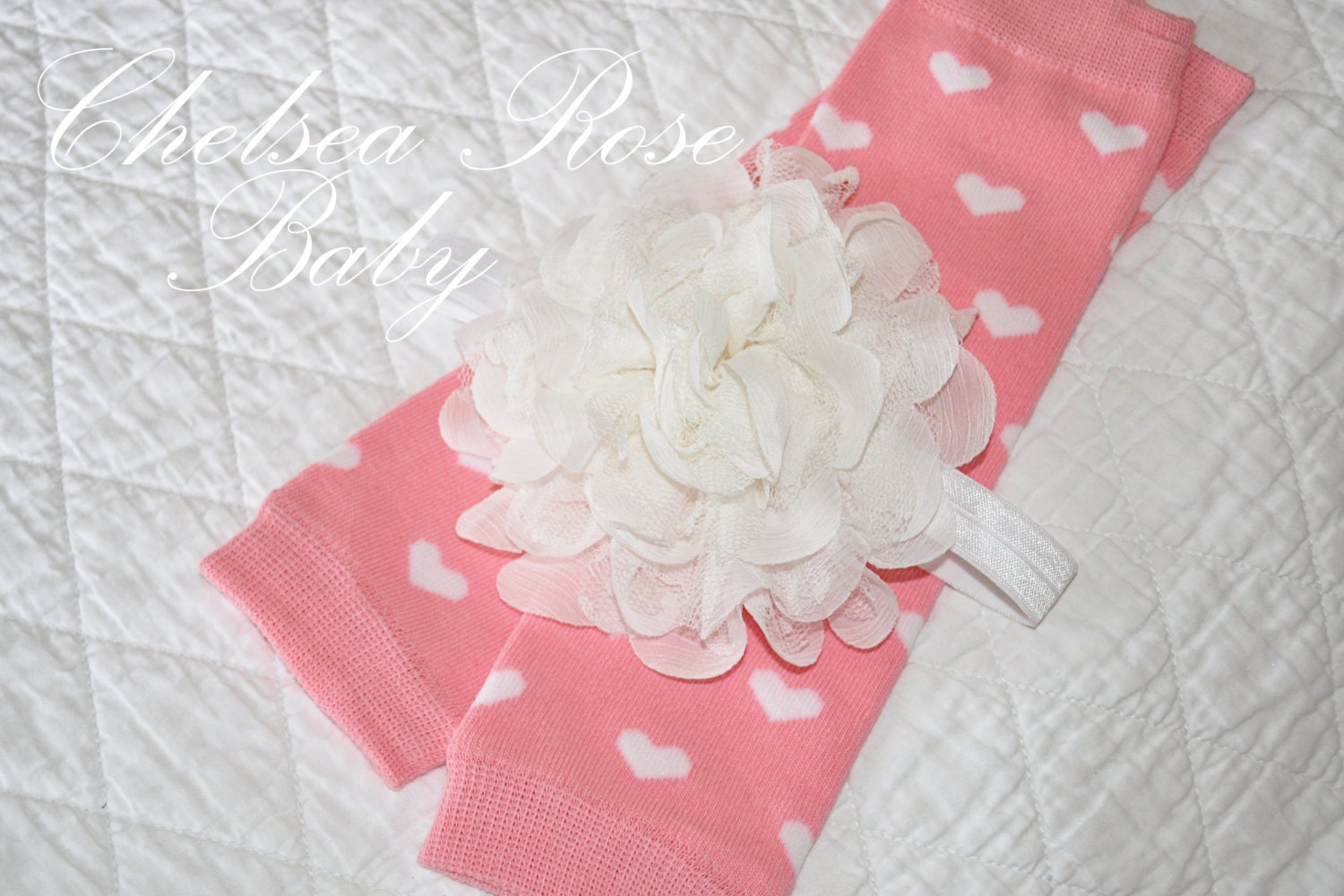 Baby Girl Leg Warmers and Oversized Lace and Chiffon botique headband, Baby Legs, Baby Leg Warmers for Valentines Day