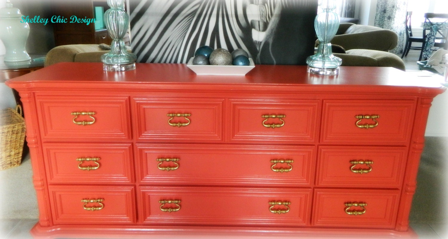 SOLD-Coral Vintage Dresser/Buffet/Console