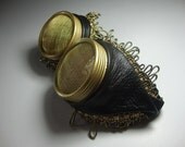 Real Leather Egyptian golden frilled siding steel base steampunk inspired goggles burning man the playa essentials