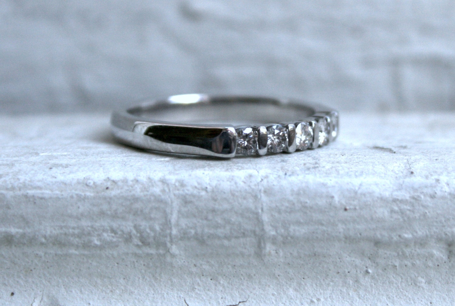 RESERVED - Vintage Channel 14K White Gold Diamond Wedding Band - 0.30ct