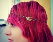 chain head piece, chain headband, bird headband, metal headband, unique headband