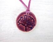Purple ceramic pendant agapanthus flower mauve suede Spring time violet agapanthus