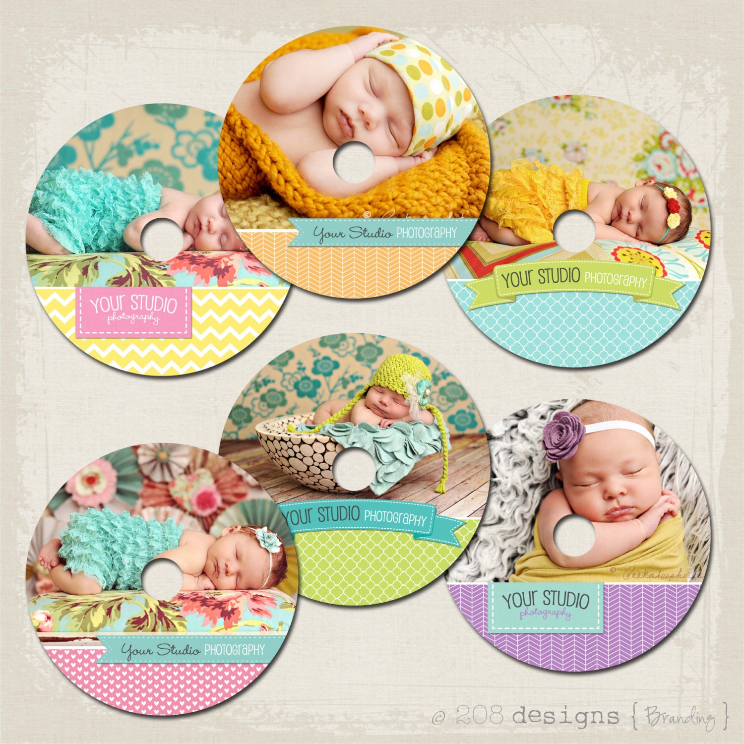 Instant Download - CD DVD Label Templates - Ella Collection