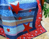 Patriotic Lap Quilt, Red, White and Blue Quilt, Wounded Warriors, Veteran's Quilt, Stars and Stripes