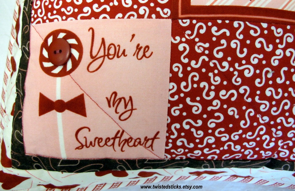 Valentine throw PILLOW, home and living, red quilted pillow,  Love all year round
