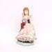 Vintage Chalkware Lady Figurine 1948 Plaster Painted Lace Hand Painted Dresden Style