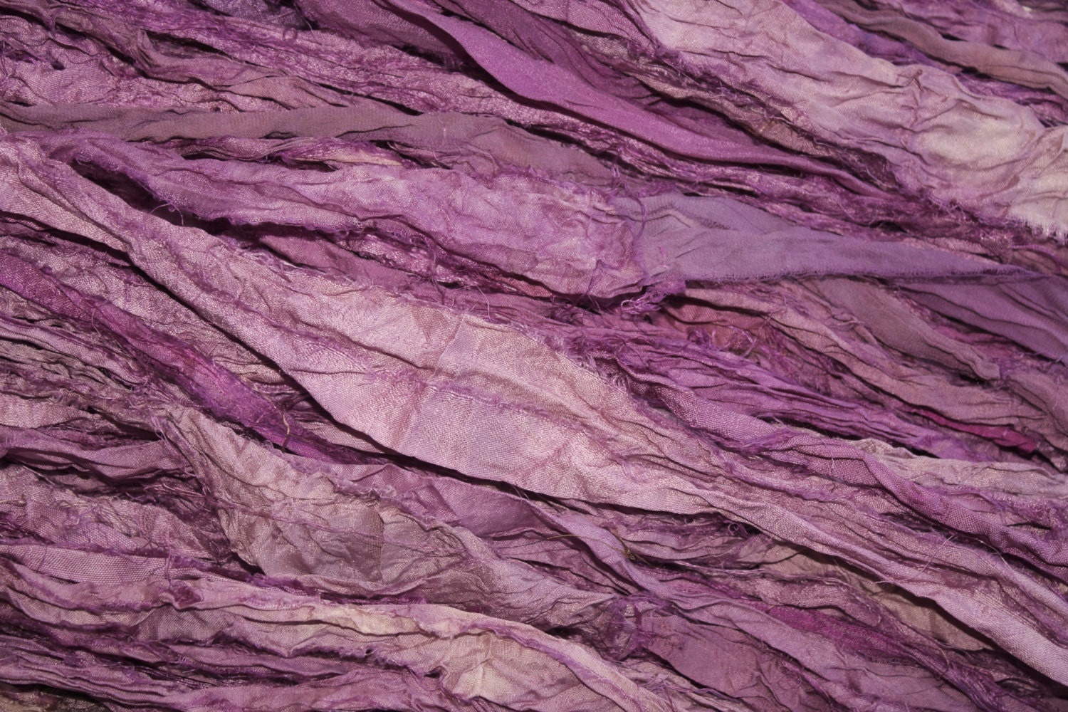 Recycled Silk Sari Ribbon - 50 yards of Hand Dyed Fiber in Violet