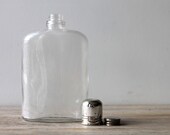 Vintage glass flask / cottage / oxidized / man cave / home decor / altered art project / glass bottle / clear glass / den decor