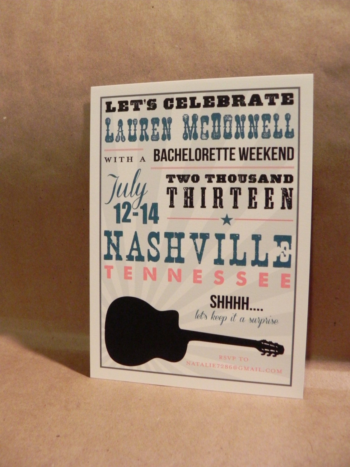 Hatch / Country / Band Poster / Bachelorette / Guitar / Screenprint Vintage Look / Printed Invitation / Party