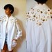 Vtg Gold Treasure Embellished Button Down White Light Jacket