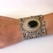 Victorian Silver Lace Oversized Cuff - Black Onyx Gemstone - Victorian Gothic Jewelry