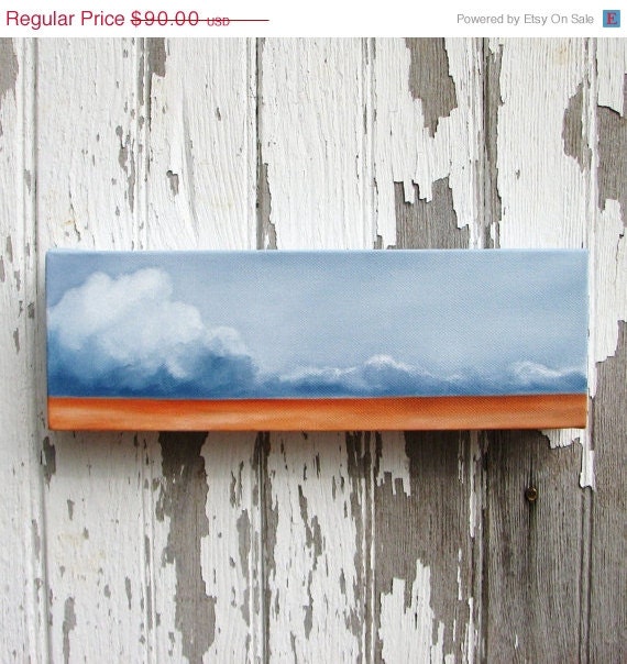 SALE 20% OFF Cloud Landscape original oil painting wall art storm abstract neutral rustic colors home decor - Latitude series eight
