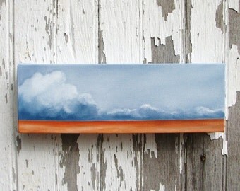 SALE 20% OFF Cloud Landscape original oil painting wall art storm abstract neutral rustic colors home decor - Latitude series eight