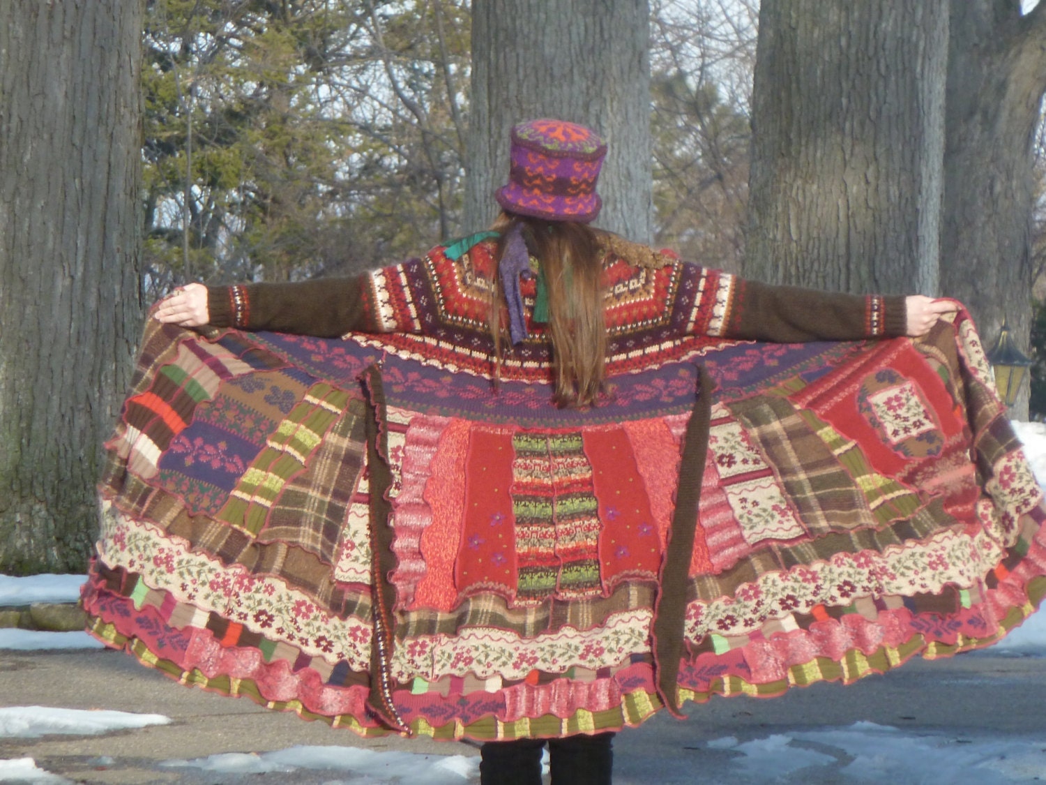Somewhere On Some Lonely Country Road  Recycled Sweater Coat