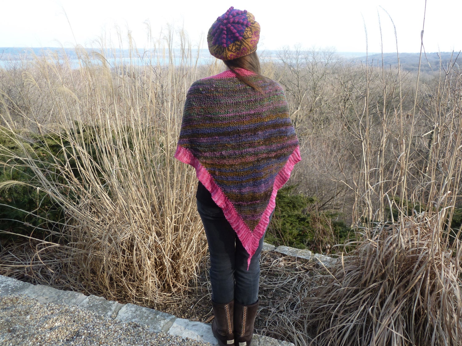 Hand Spun Hand Knitted Go With Everything Shawl