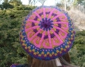 Hand Knitted Raspberry Beret