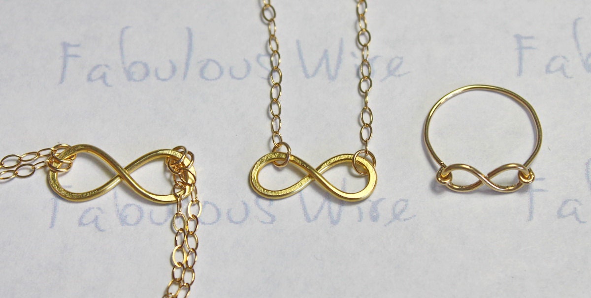 Infinity Love Necklace - 14K Gold Filled Hammered Wire