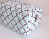 Blue Makeup Bag  - Cosmetic Pouch -  Lunch Bag - Wet Bag -Waterproof Bag