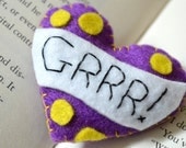 Grrr Purple and Yellow Tattoo Heart Brooch